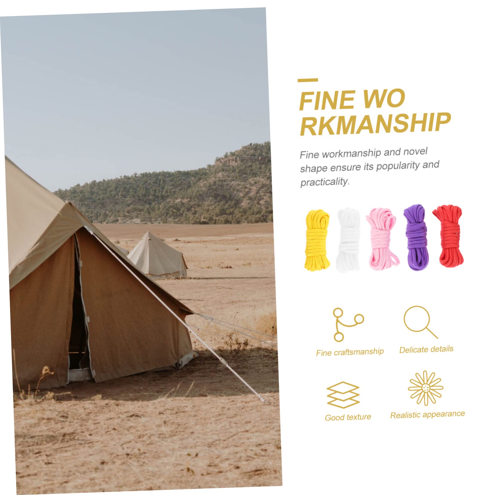 NAMOARLY Sturdy Braided Tent Guy Ropes 5 Pack Outdoor Life Ropes Survival Cordage Climbing Fixing Line Durable Umbrella Tie-Down Straps