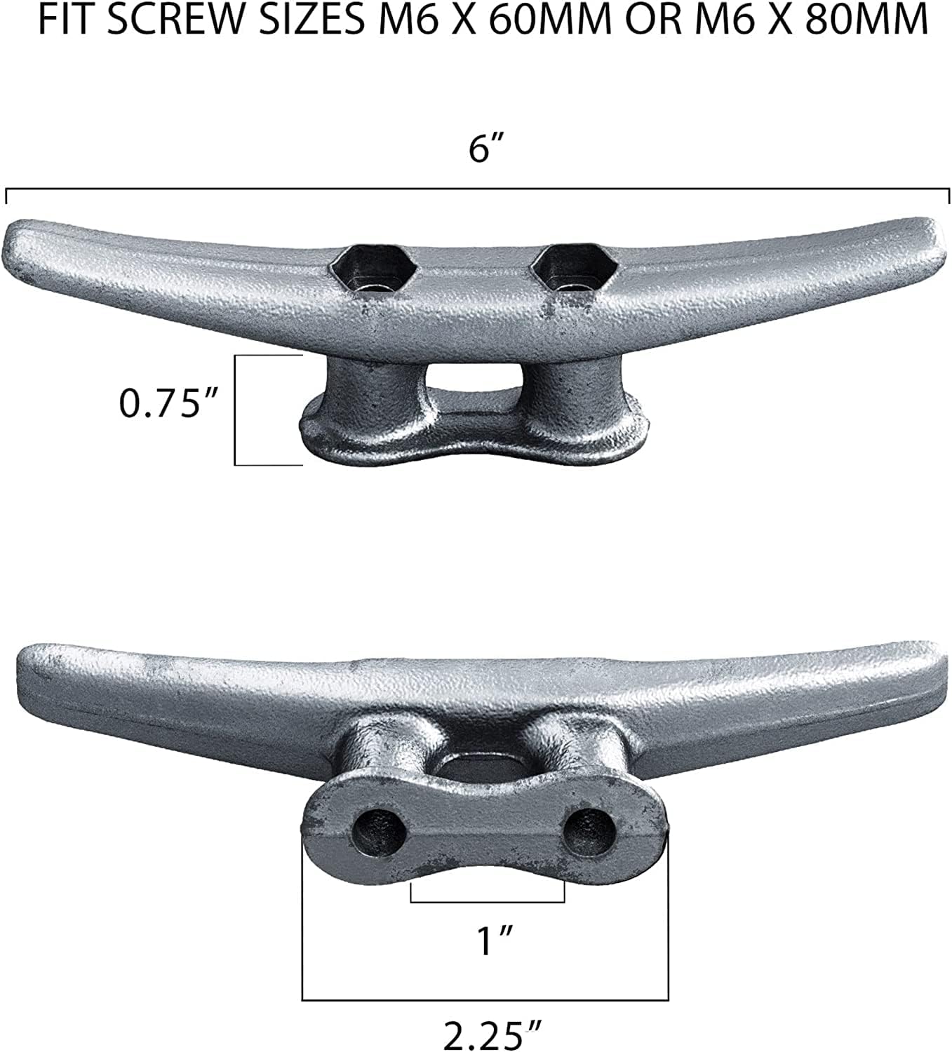 6" Dock Cleats: Rough Cast Hot Dipped Galvanized Iron: 4, 8, 16 Pack (16 Pack)