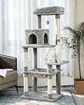 57 Inches Multi-Level Cat Tree Condo for Cats, Cat Tower with Sisal Scratching Post, Plush Perches, Hammock, Kitten Playhouse