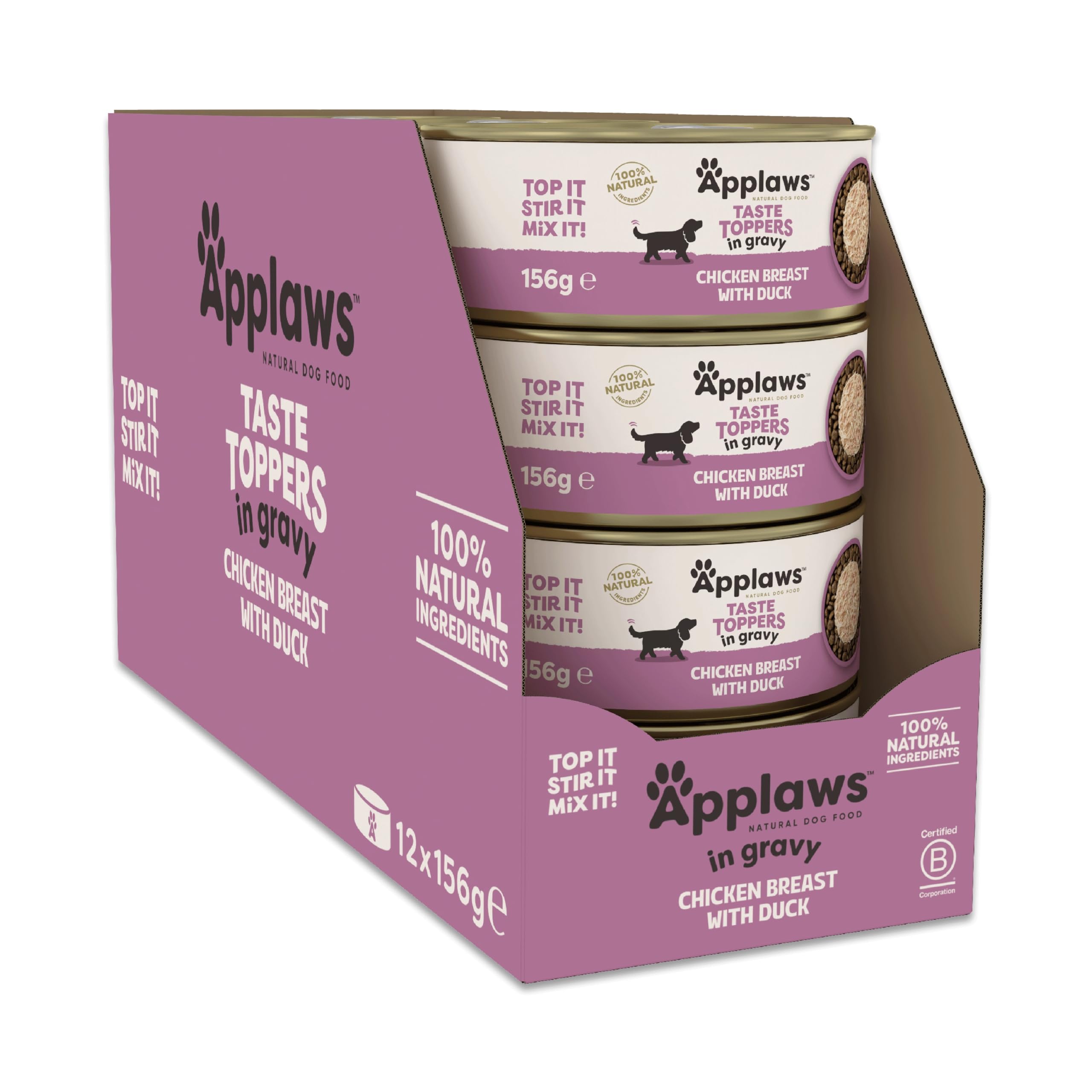 Applaws Natural Wet Dog Food Cans, Chicken with Duck in Gravy - 12 x 156g