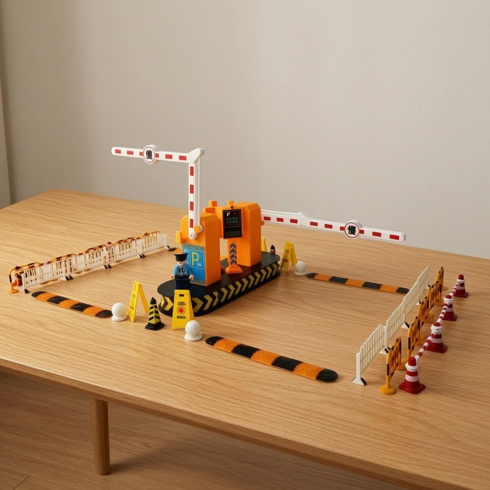 Tischdisplay mit automatischer Schranke | Miniatur-Schrankenmodell mit Infrarotsensor, batteriebetrieben, für Diorama, Modellautoszene