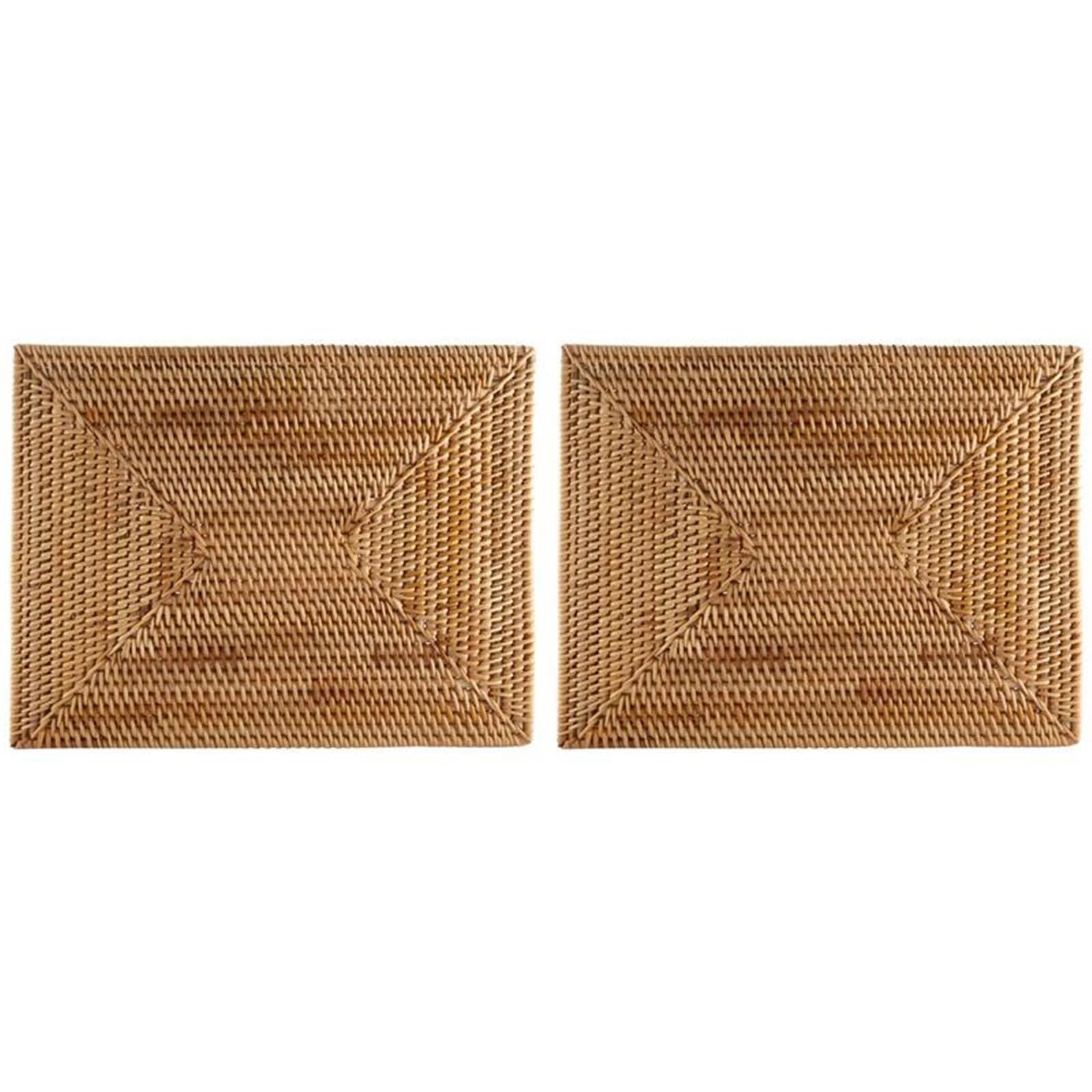 GrassWoven Placemat, 2 Pack Rattan Placemats Non Slip Heat Woven Dining Table Mats