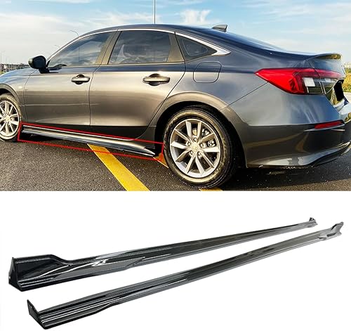 Compatible con falda lateral deportiva negra brillante Honda Civic 2022-2024, kit de extensión adicional