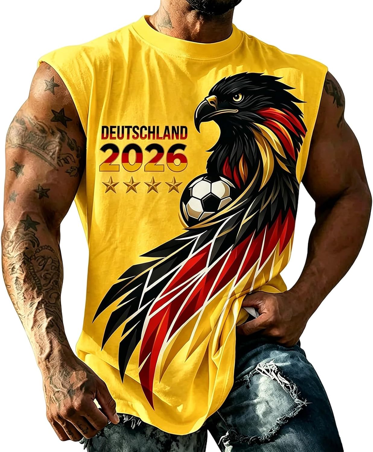 Shunking Men's German Football Match Sleeveless Shirts | Sports Viewing Parties,Team Celebrations,Stadium Fan Section Cheering,Weekend Kickabouts, Living Room Trophy Broadcasts