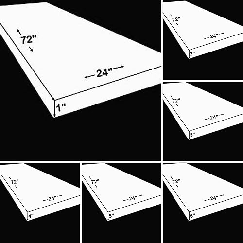 Almohadillas de espuma para tapicería de alta calidad para exteriores, de 24 pulgadas de ancho x 72 pulgadas de largo (0.8 x 9.4 x 28.3in)