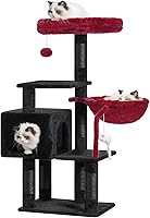 Vista 22 de Heybly - Árbol para gatos con juguete, torre condominio para gatos de interior, casa para gatos con percha acolchada de felpa, hamaca acogedora