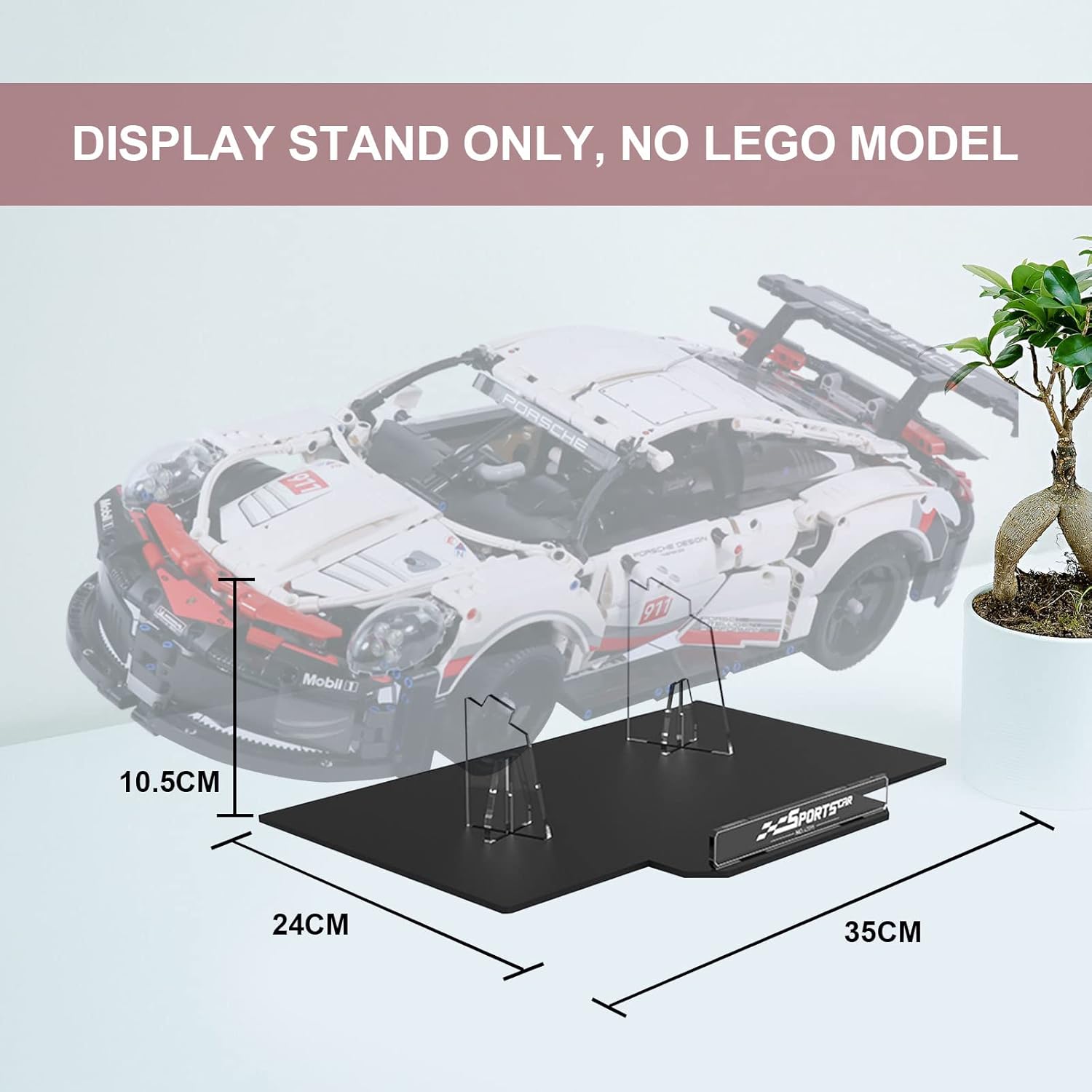 Vaodest Acrylic Display Stand for Lego Technic Porsche 911RSR 42096 Set, 5 MM Transparent Clear Display Holder,Compatible with Lego Porsche 911RSR 42096(Display Stand Only, Not Lego Building Set)