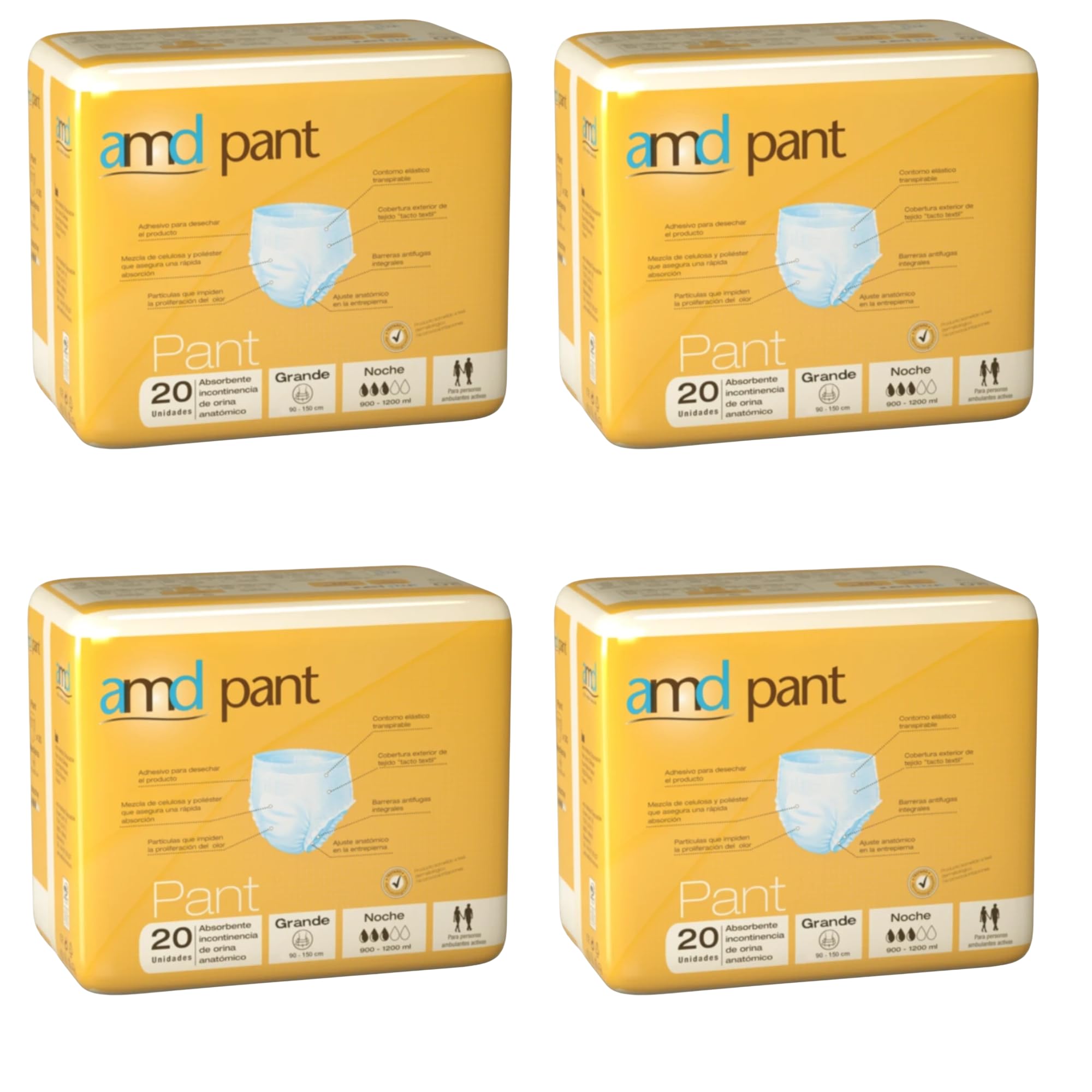 Pants Pants Noche Máxima Absorción. Pants Incontinencia Adultos. Braga Pañal Adultos Noche. Desechables. Caja 80 unidades. (Talla L (Cintura 90-150cm))