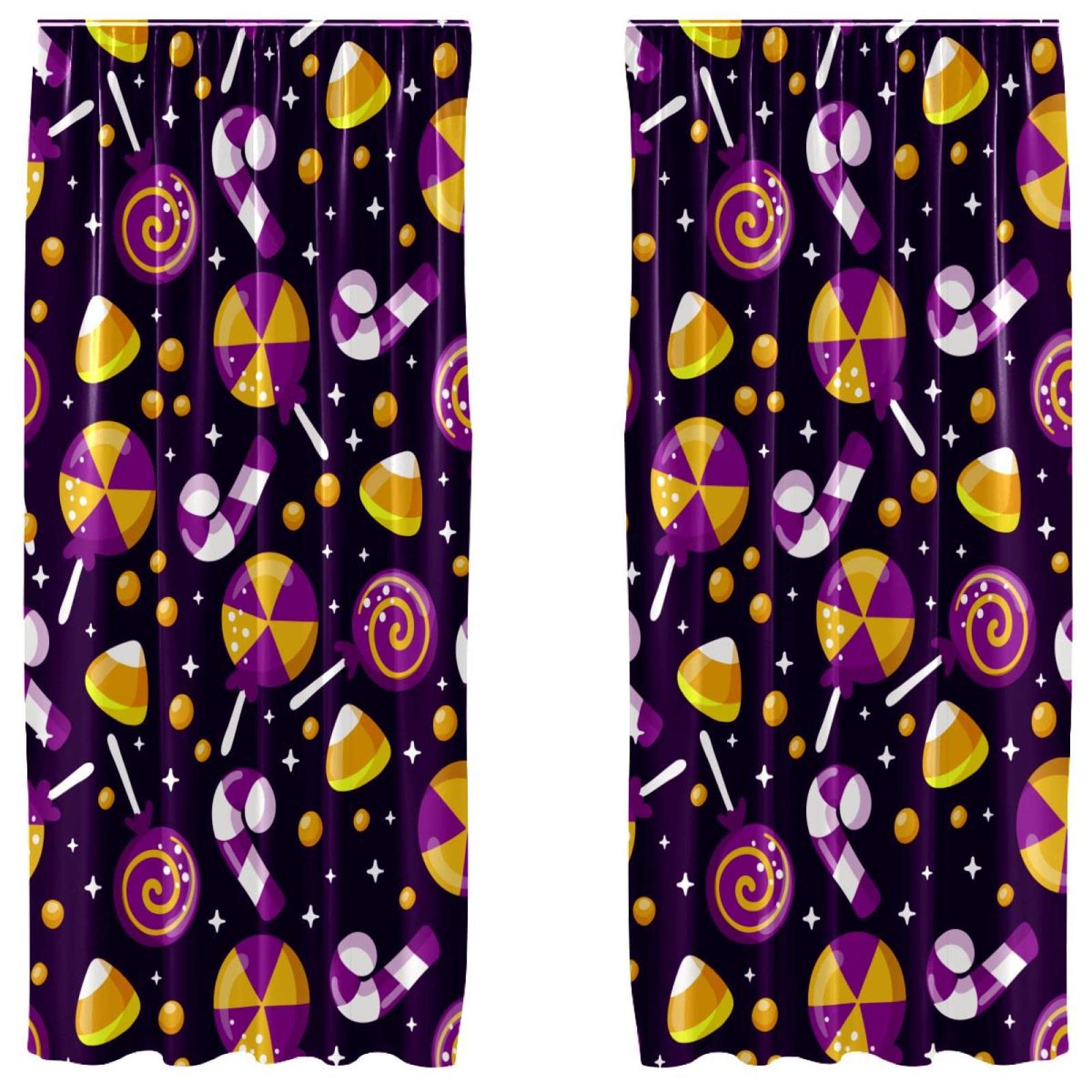 Rideaux motif bonbons Halloween colorés pour habiller une fenêtre
