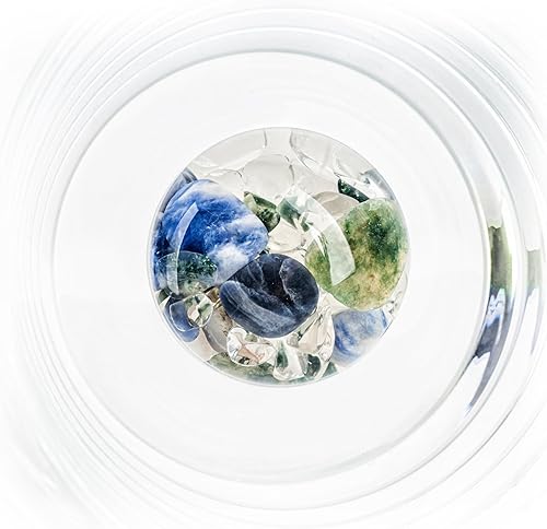 Miniatura 3 de VitaJuwel Flora - Florero (vidrio) con sodalita, ágata musgo cuarzo transparente añade vitalidad a las flores. Regalo único para el día de San