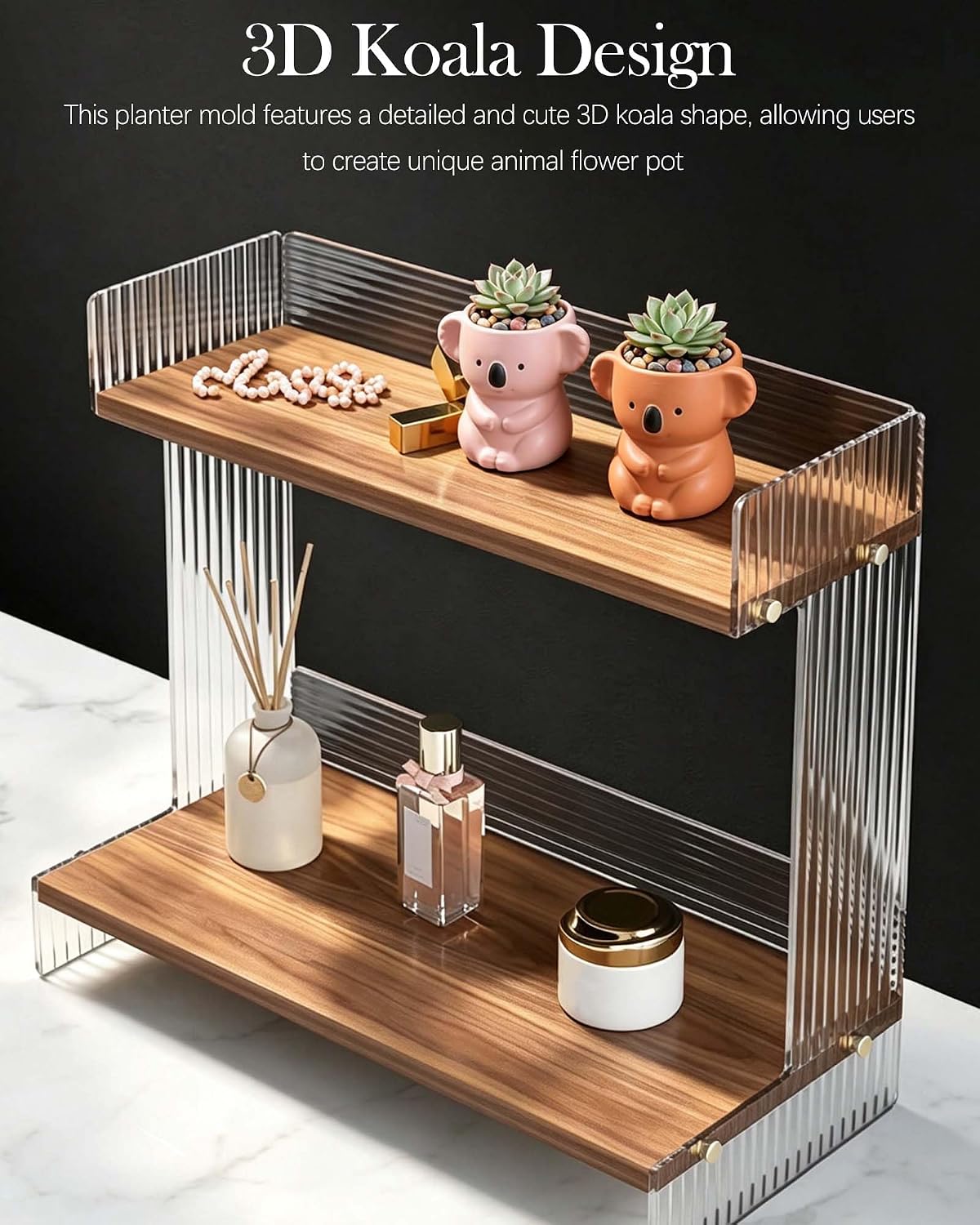 2 Pack Koala Planter Silicone Mold for Succulent, Cute Flower Pot DIY Mold image 4