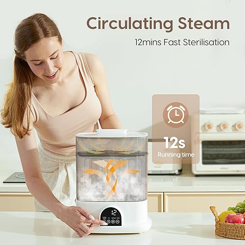 Miniatura 3 de Ester-ilizador y secadora de botellas, desinfectante eléctrico de botella de vapor de mayor tamaño, esterilizador para biberones para todos los