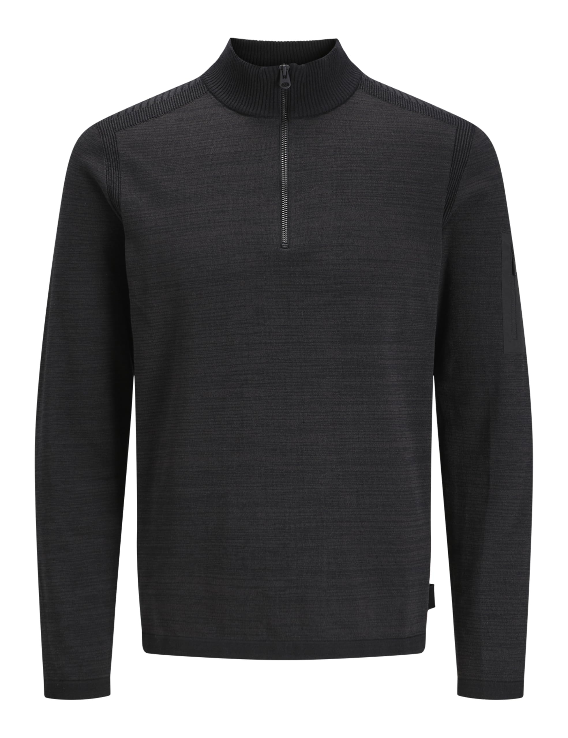 JACK & JONES Men's Jcomace Knit Half Zip SMU Jumper, Black/Detail: Melange, M