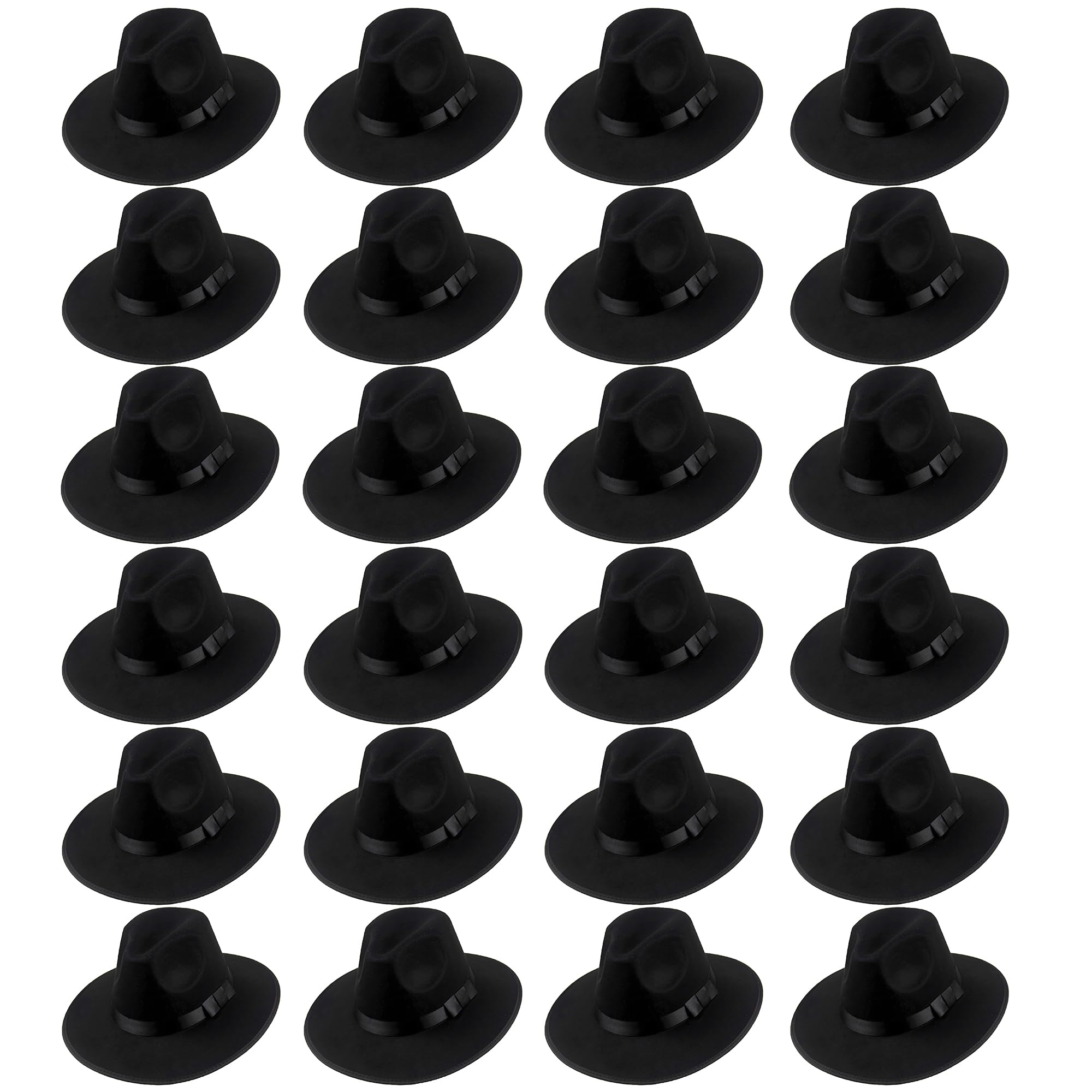 WickedFun® Adult Black Gangster Hat With Black Band, Perfect For 1920's Mafia Trilby Fedora Dress Up Fancy Dress Costume Accessory For Unisex, Pack OF 24