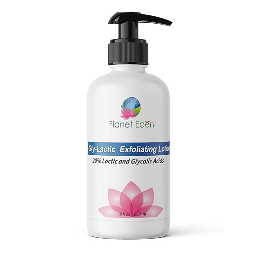 Planet Eden 20% Gly-Lactic Face and Body Skin Cream Lotion - 10% Glycolic and 10% lactic Acid for Exfoliation (8 oz)