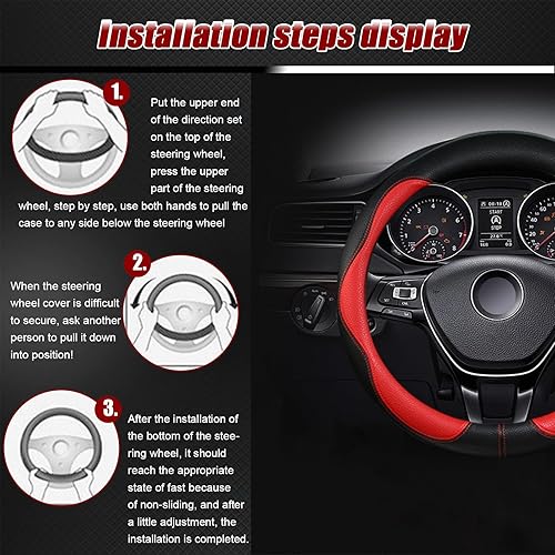 Miniatura 5 de Funda para volante, antideslizante, transpirable, cómoda, de piel sintética, accesorios de automóvil lindos para mujeres y niñas, protector