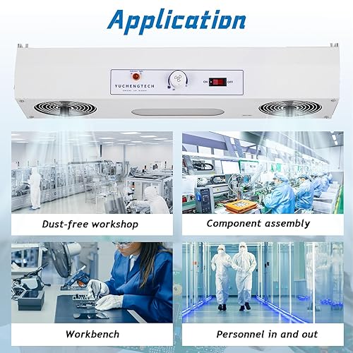 Miniatura 7 de YUCHENGTECH Soplador de aire ionizante ionizador antiestático eliminador estático soplador antiestático suspendido 110 V (2 ventiladores, con luz)