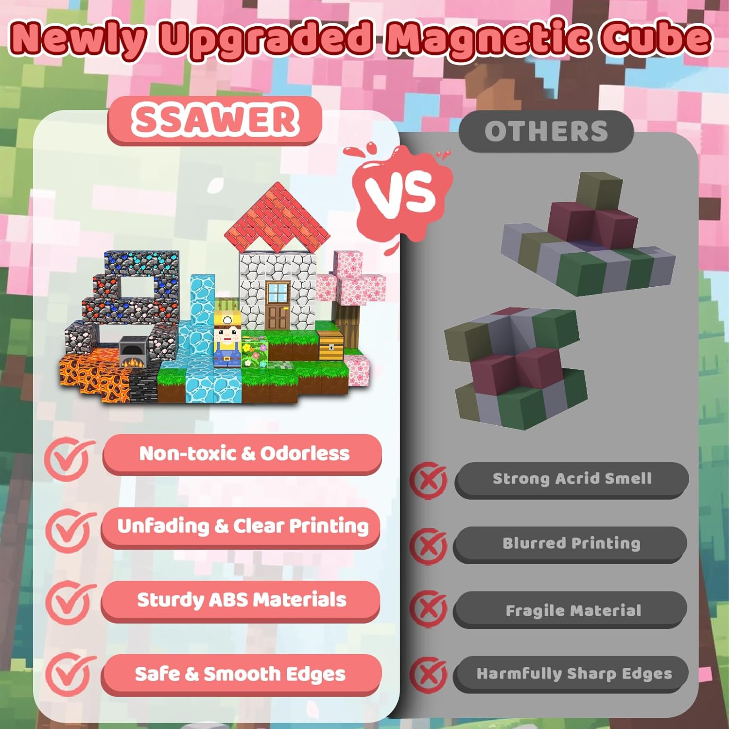 300 PCS Magnetic Blocks - Magnetic Building Blocks, Stacking Magnetic Blocks for Kids, Sensory Toy for STEM Montessori for Kids 3+ Boys and Girls Christmas Birthday Gifts - Image 4