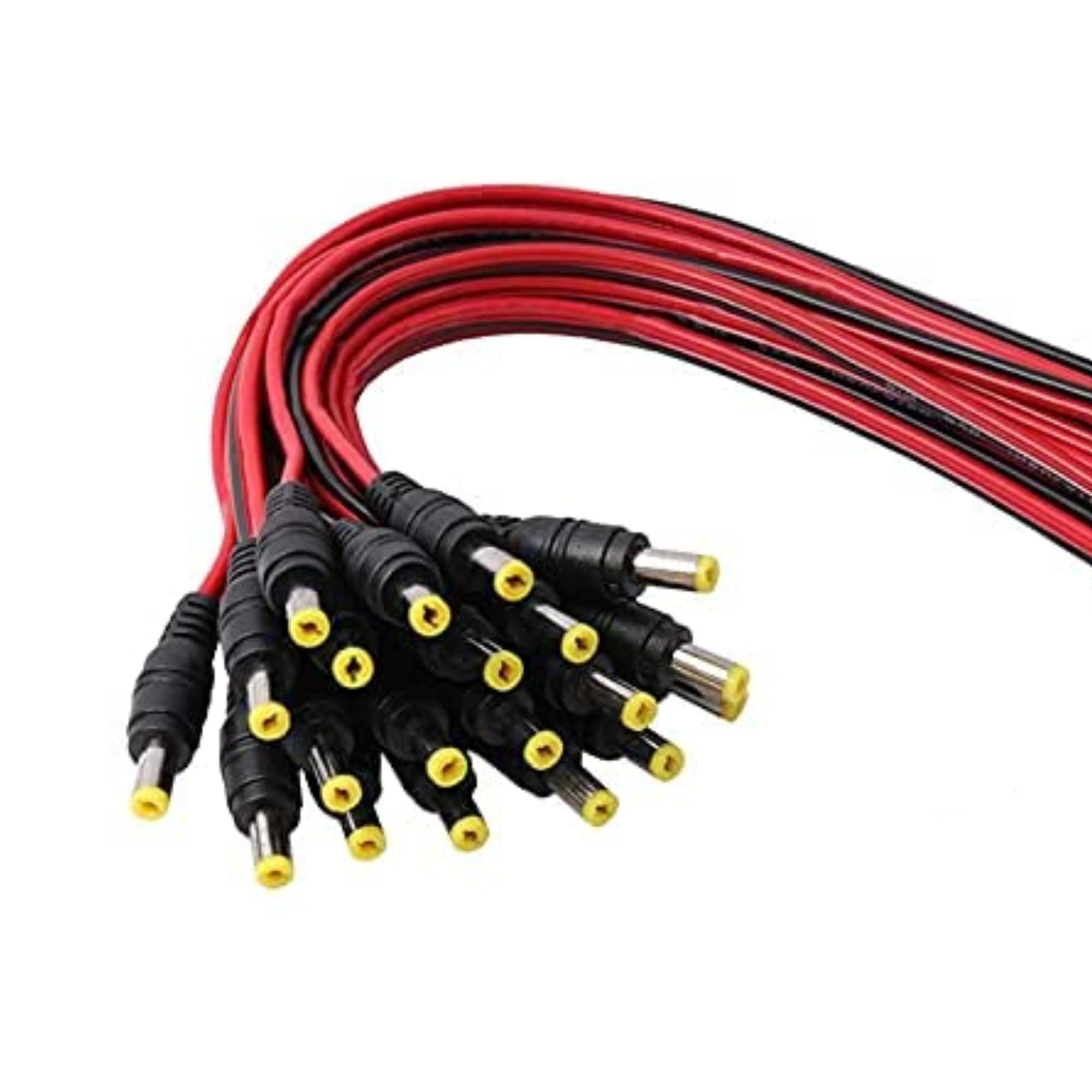 Speedio DC Power Pigtail Male Connector 2.1mm x 5.5mm | 12V DC Barrel Plug Wire for CCTV Camera, DVR, LED Strip, Router, Security & Low Voltage Devices - Pack of 10-image-3