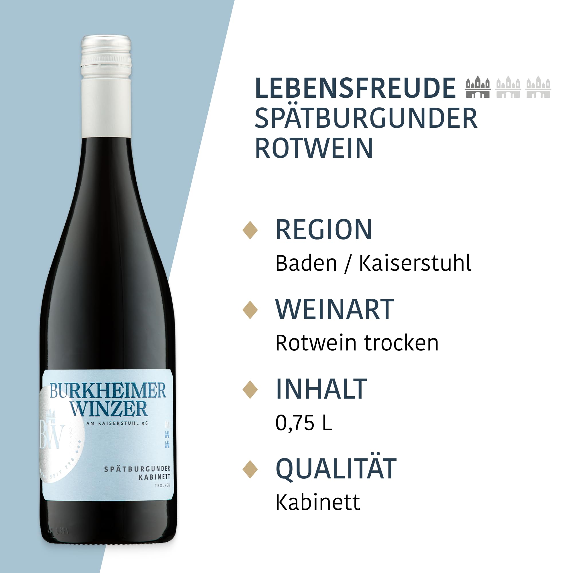 Burkheimer Kabinett Wein Tasting Set – Spätburgunder, Rosé, Sauvignon Blanc, Auxerrois, Grauburgunder & Chardonnay Wein-Paket – ausdrucksstark, fruchtig & elegant – Lebensfreude Kollektion (6 x 0,75l)
