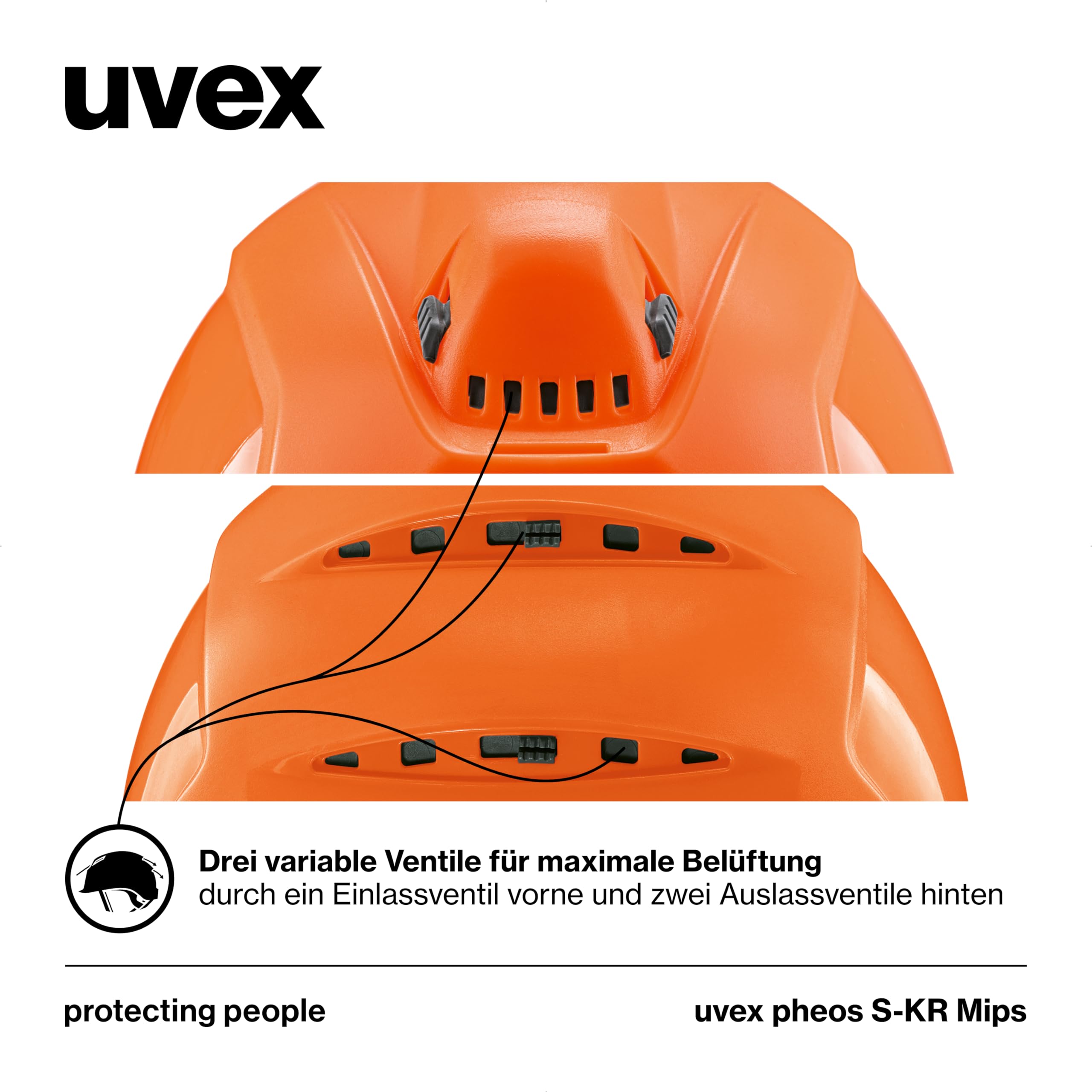 Casco Protector de Alta Visibilidad uvex pheos S-KR MIPS® Naranja, Talla única
