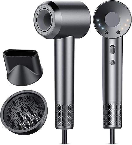 Secador de pelo iónico, secador profesional de alta velocidad, 400 millones de iones negativos y control de calor y secador de pelo de bajo ruido