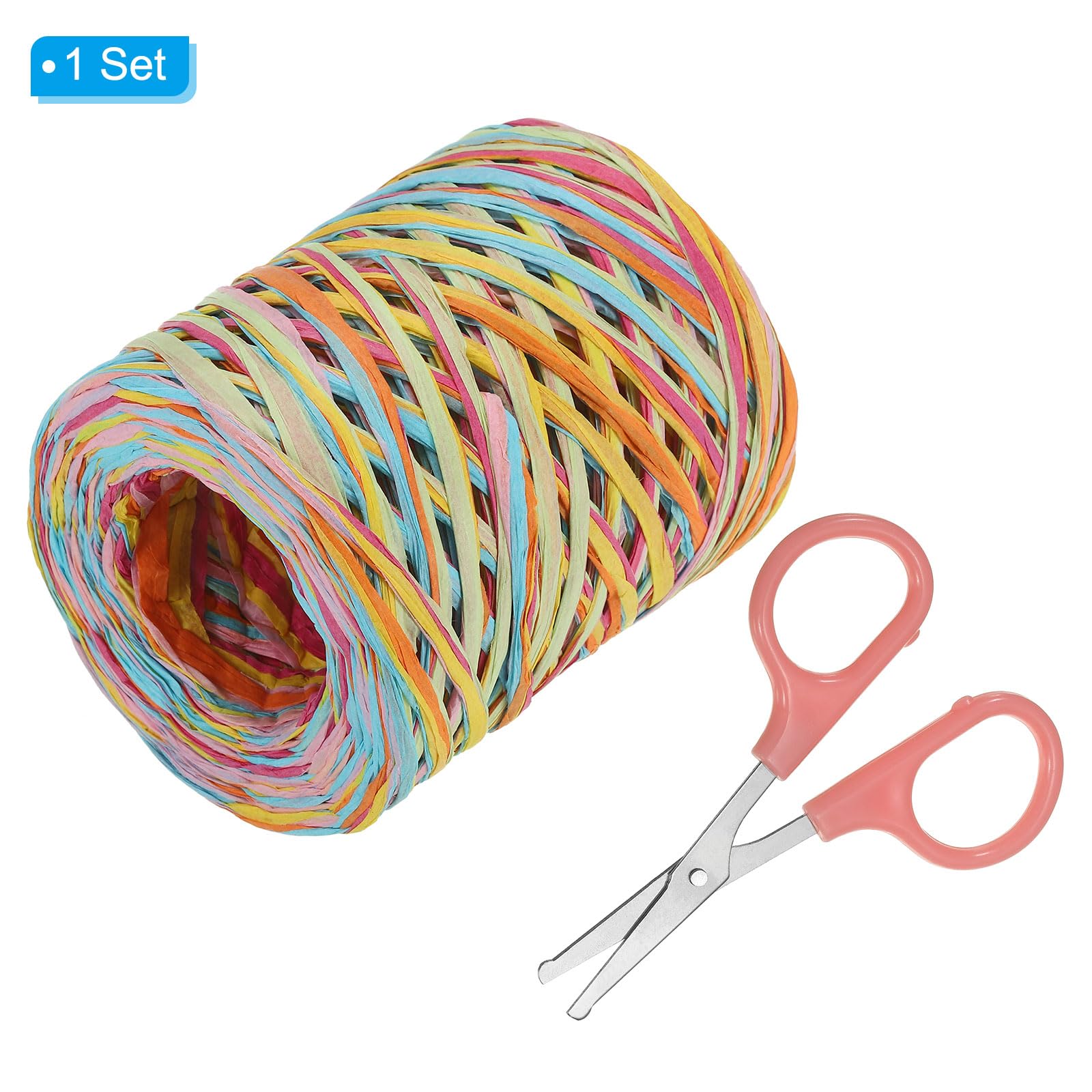 PATIKIL Raffia Paper Craft Ribbon Assortment Kit, Natural Raffia String with Scissor for Gifts Flower Bouquets, Decoration - Image 3