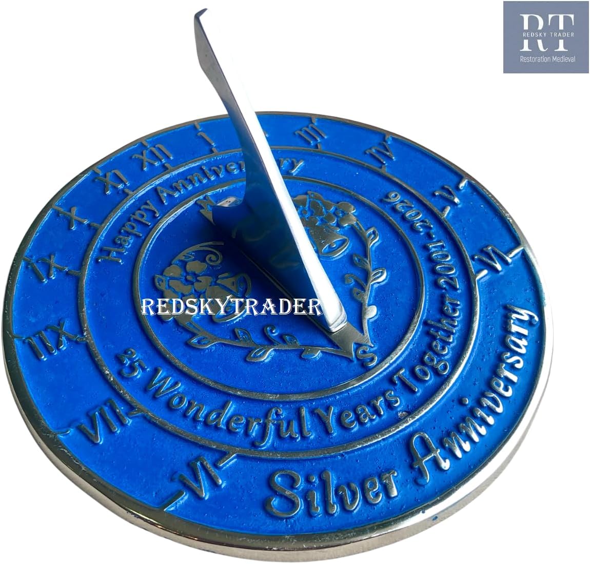 8" Anniversary Sundial Home Garden Décor Gift for Your Loves Ones (25th Anniversary Sundial)