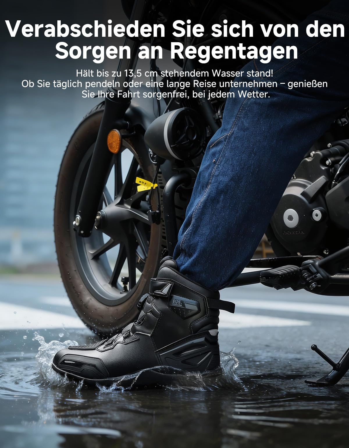 KEMIMOTO Botas de Moto Hombre Impermeables, Zapatillas Moto con Cierre Rápido Giratorio, Fácil de Poner y Quitar, Calzado Motociclista Antideslizante
