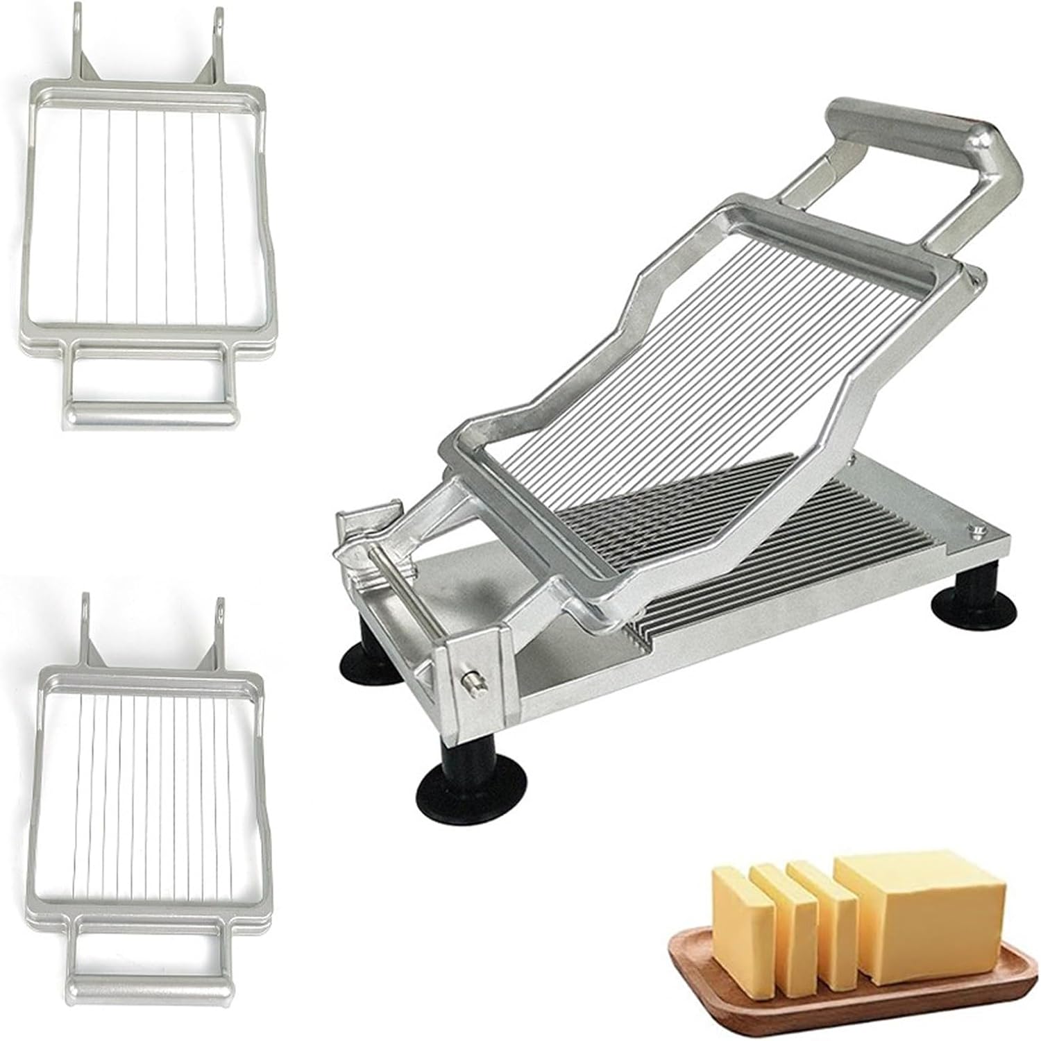 Cheese Slicer Cheese Cutter Butter Cutter with 316 Stainless Steel Blades Replaceable Cutting Board Aluminum Alloy Home Restaurant Kitchen Cooking Baking Tool(5mm+10mm+20mm)
