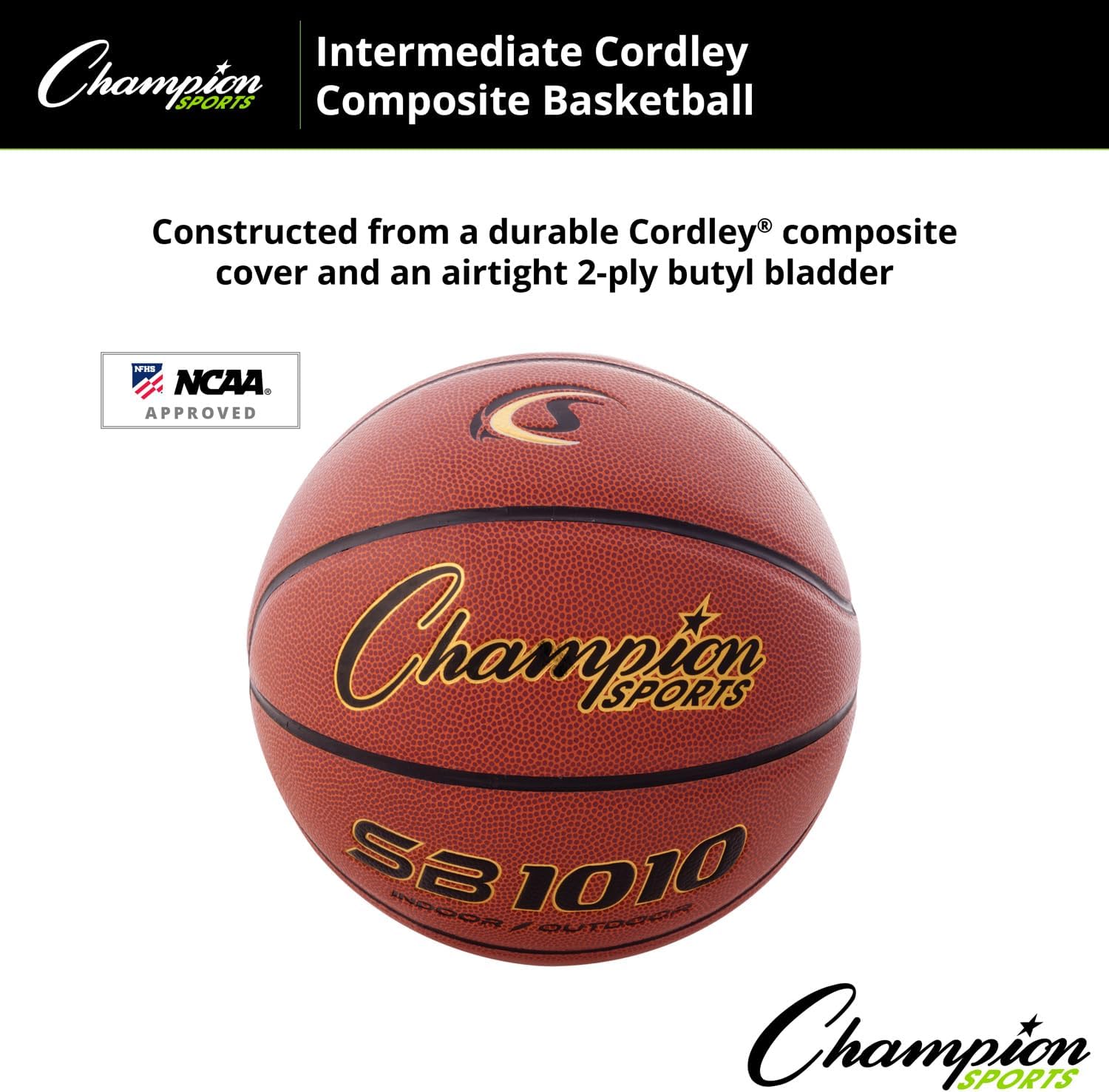 Champion Sports Composite Basketball – Indoor/Outdoor Play – Official, Intermediate & Junior Sizes – Durable Grip & Air Retention