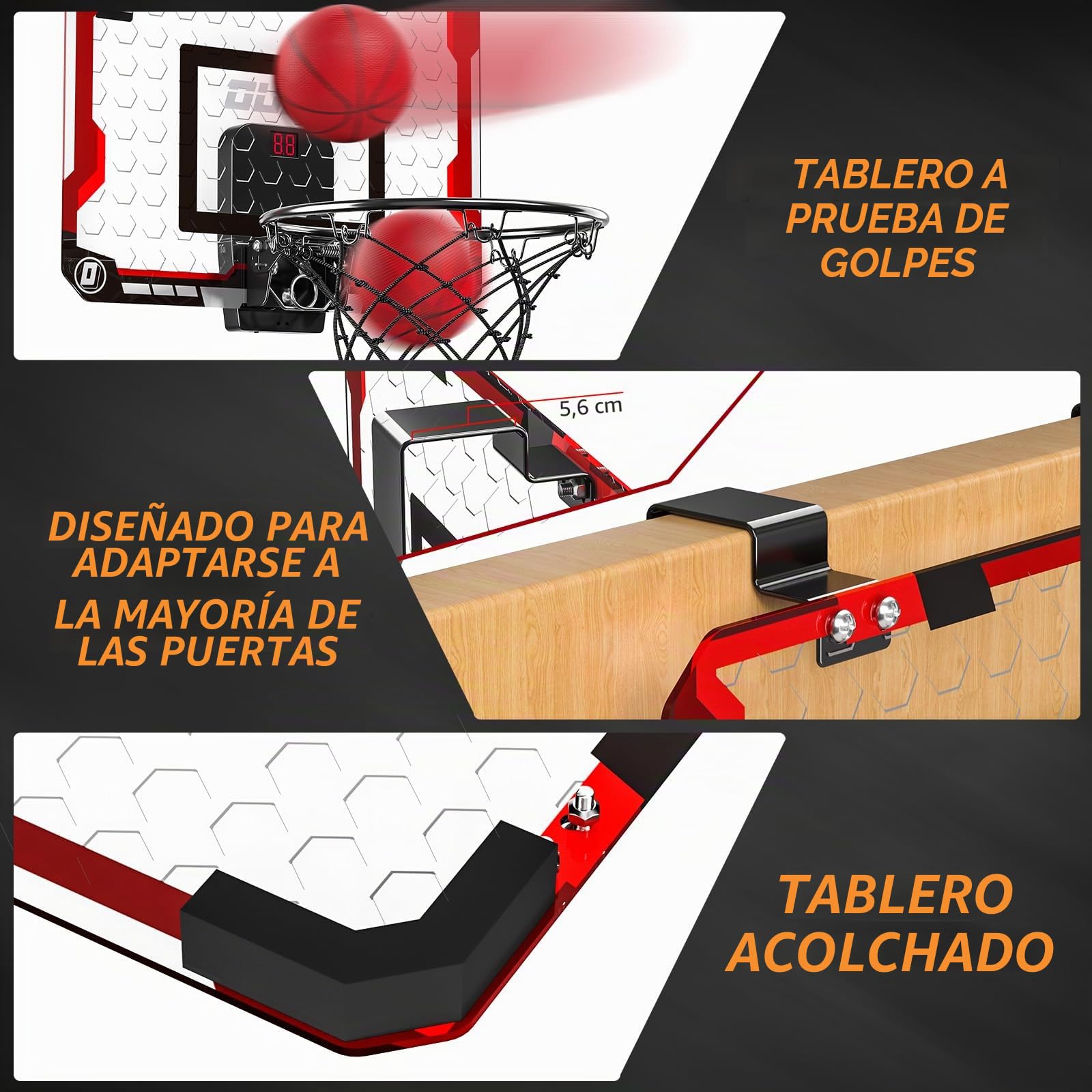 TEMI Canasta de baloncesto interior para niños