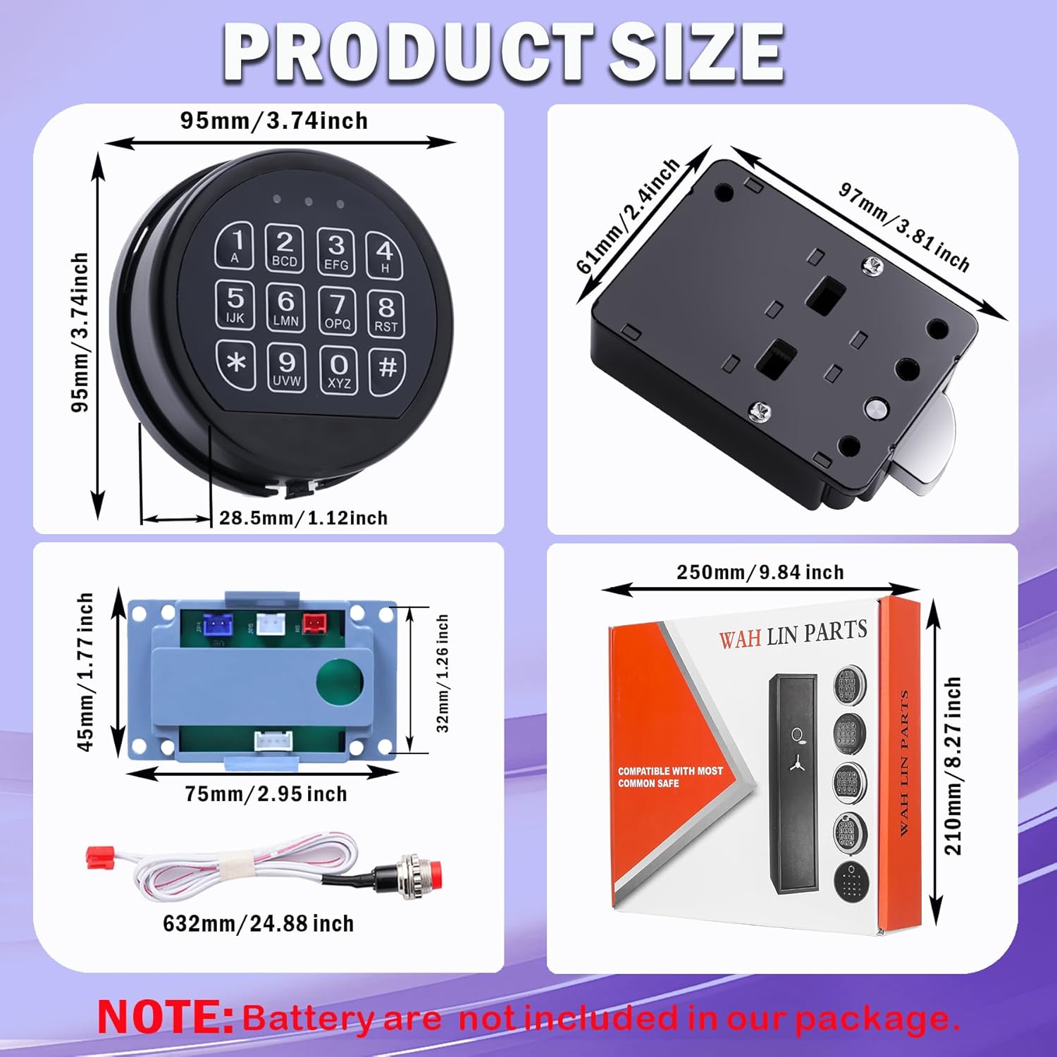 WAH LIN PARTS Gun Safe Lock Replacement with SwingBolt, Black Keypad Electronic Safe Lock for Gun Safe and Strong Vaults Door - Image 2