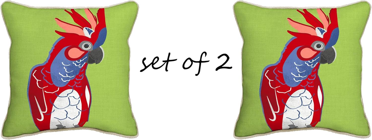 Comfort Classics Indoor/Outdoor Cockatoo Lime Throw Pillow (Set of 2) 17x17x2