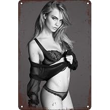 SUBAKBANDHA Sexy Woman Beauty Metal Sign Sexy Poster Pin Up Girl Wall Art Modern Art Decor Painting Black and White Picture Print Poster for Living Room Bedroom Home Decorations 12x8 Inch