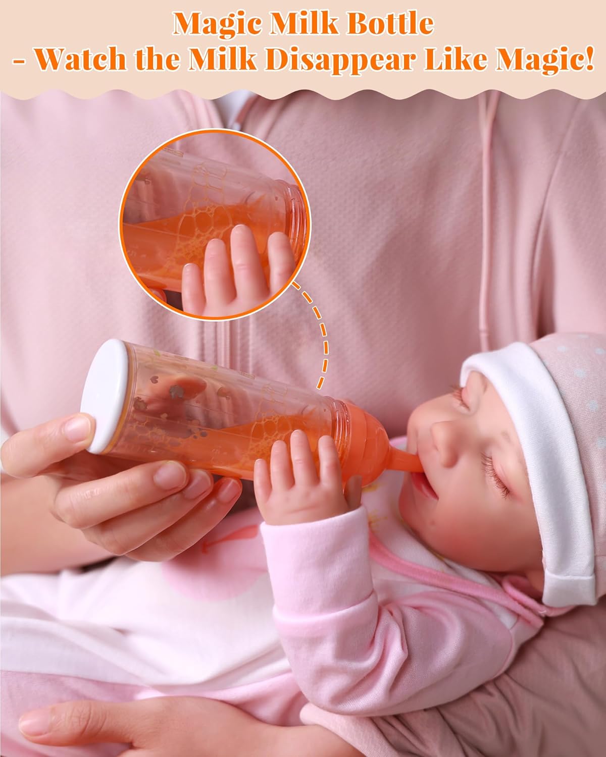 BABESIDE Baby Doll Accessories Set - 10 Pcs Feeding and Caring Set for 12-15 Inches Dolls Including Bottles with Disappearing Milk, Pacifier, Bibs, Diapers, Pretend Play Accessories for Kids