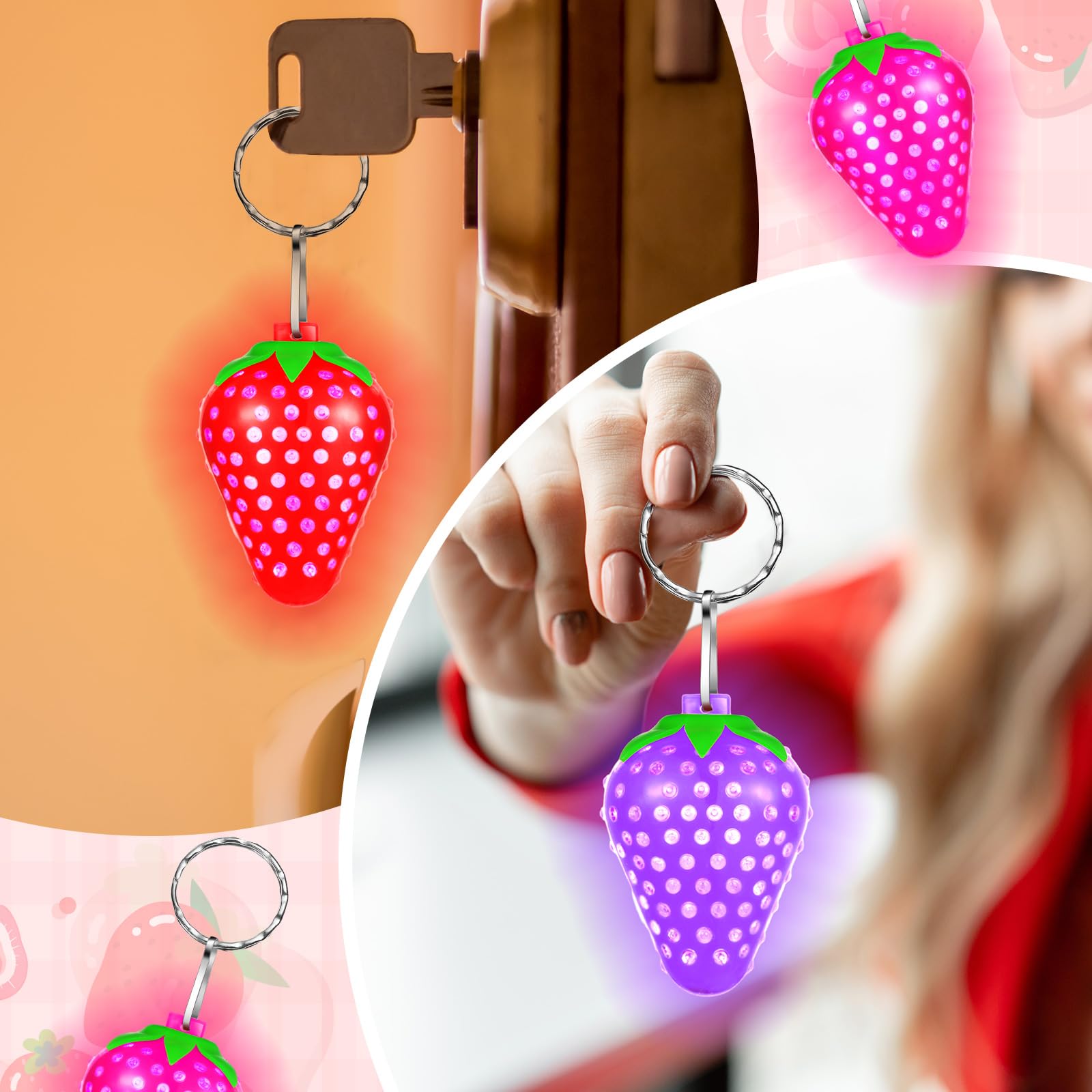 Amazon.co.jp: Riceshoot LEDライトアップストロベリーキーホルダー 30  