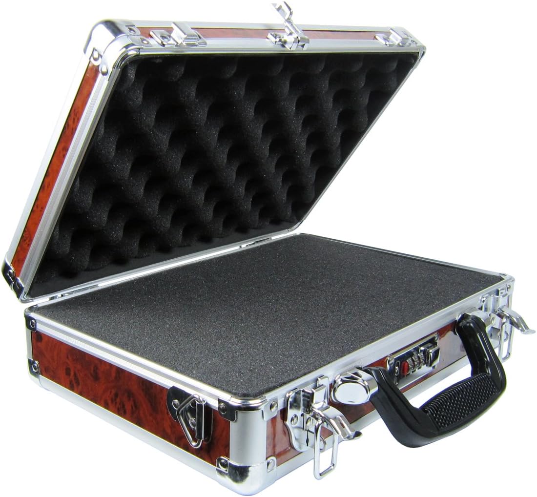 Woody Single/Double Pistol Case, Wood Grain/Aluminum
