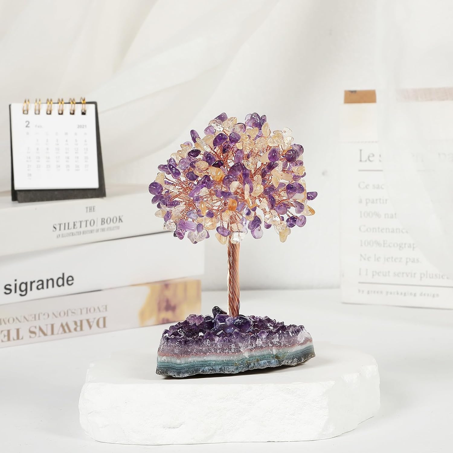 Healing Crystal Tree of Life on Amethyst Cluster Base Bonsai Tree image 4