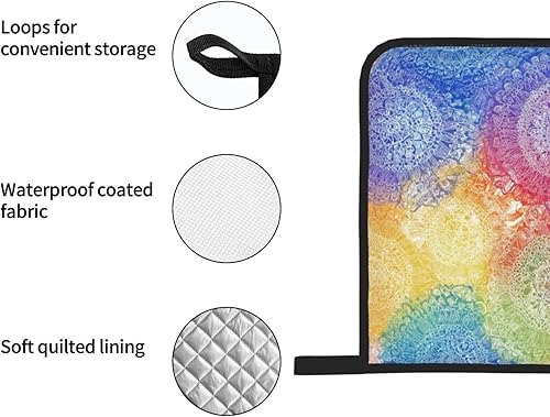 Miniatura 157 de Manoplas de horno y soportes para ollas, arte de mármol blanco y dorado, juego de 4 guantes de cocina resistentes al calor, antideslizantes