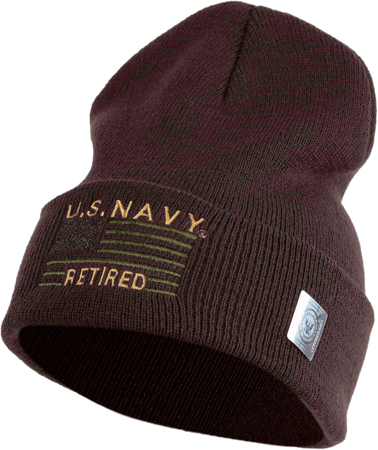 U.S. Navy Retired Embroidered 12 inch Cuffed Knit YP Long Beanie