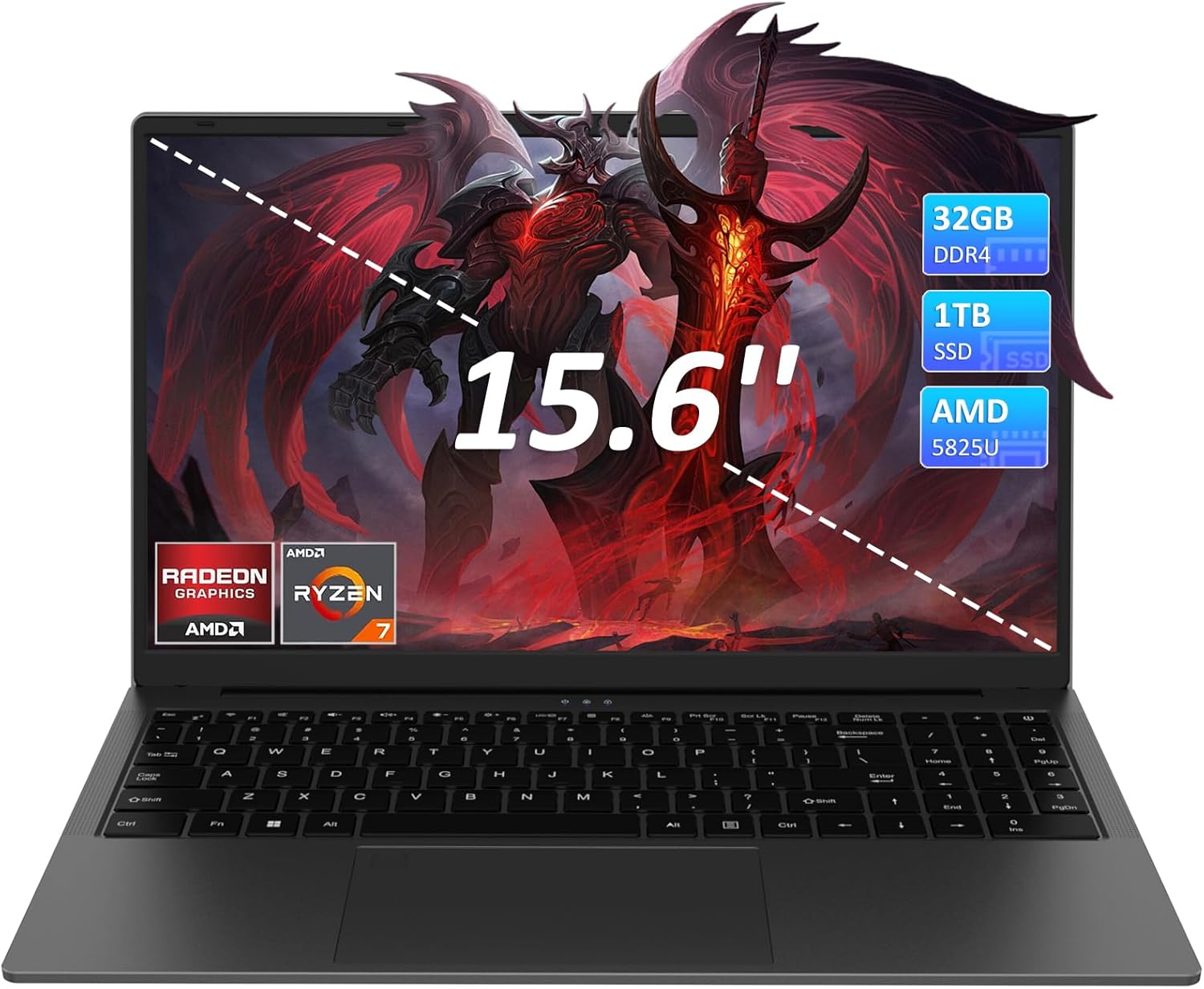 15.6″ Gaming Laptop,AMD Ryzen7 5825U,32GB RAM,1TB SSD,1080P FHD Display,Suitable for Working Students and Gamers,Numeric Keypad,Backlit Keyboard,Fingerprint Unlock,HDMI,Type-C,Metal Case,Grey 15.6″ Gaming Laptop,AMD Ryzen7 5825U,32GB RAM,1TB SSD,1080P FHD Display,Suitable for Working Students and Gamers,Numeric Keypad,Backlit Keyboard,Fingerprint Unlock,HDMI,Type-C,Metal Case,Grey