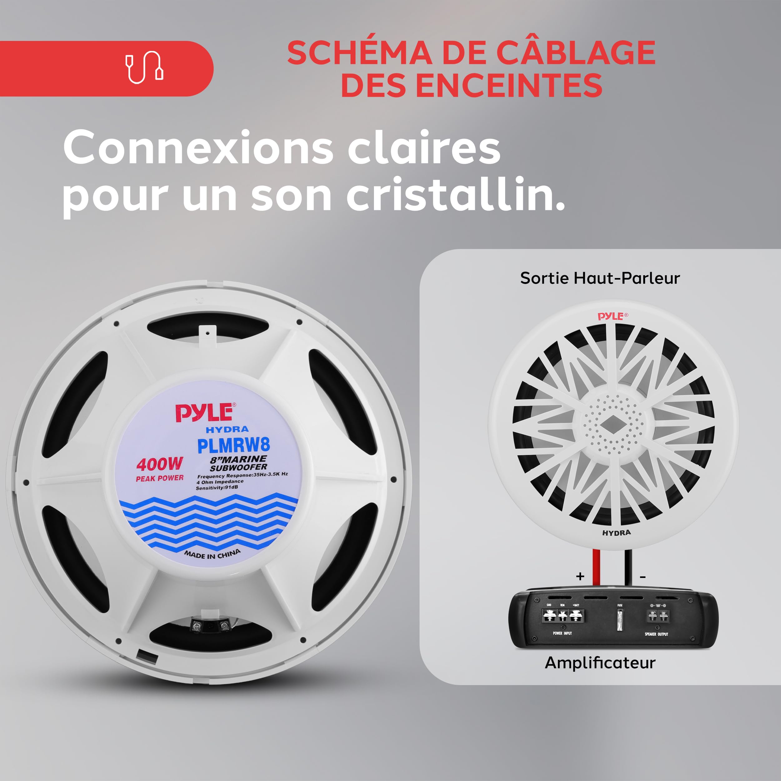 Pyle Haut-Parleurs Marine - Enceintes Extérieurs 2 Voies - Système Audio Stéréo Résistant à l'eau et aux Intempéries - Haut-Parleur Marin étanche - 240 Watts - 1 Paire - Blanc