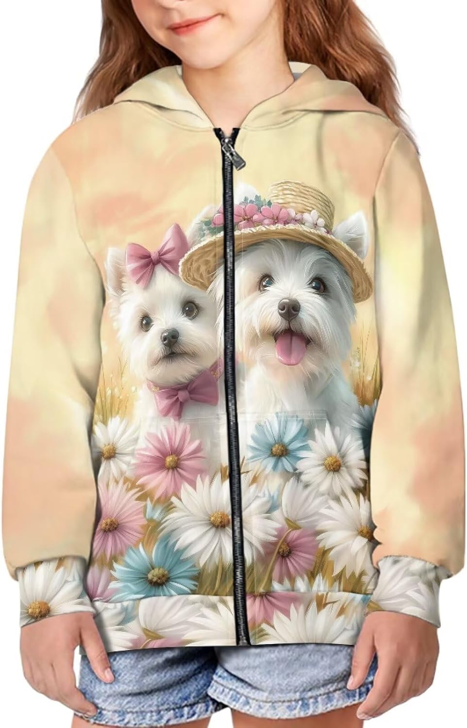 Girls Hoodies Age 6-16 Kids Long Sleeve Zip Up Hoodies Cute Sweatshirts