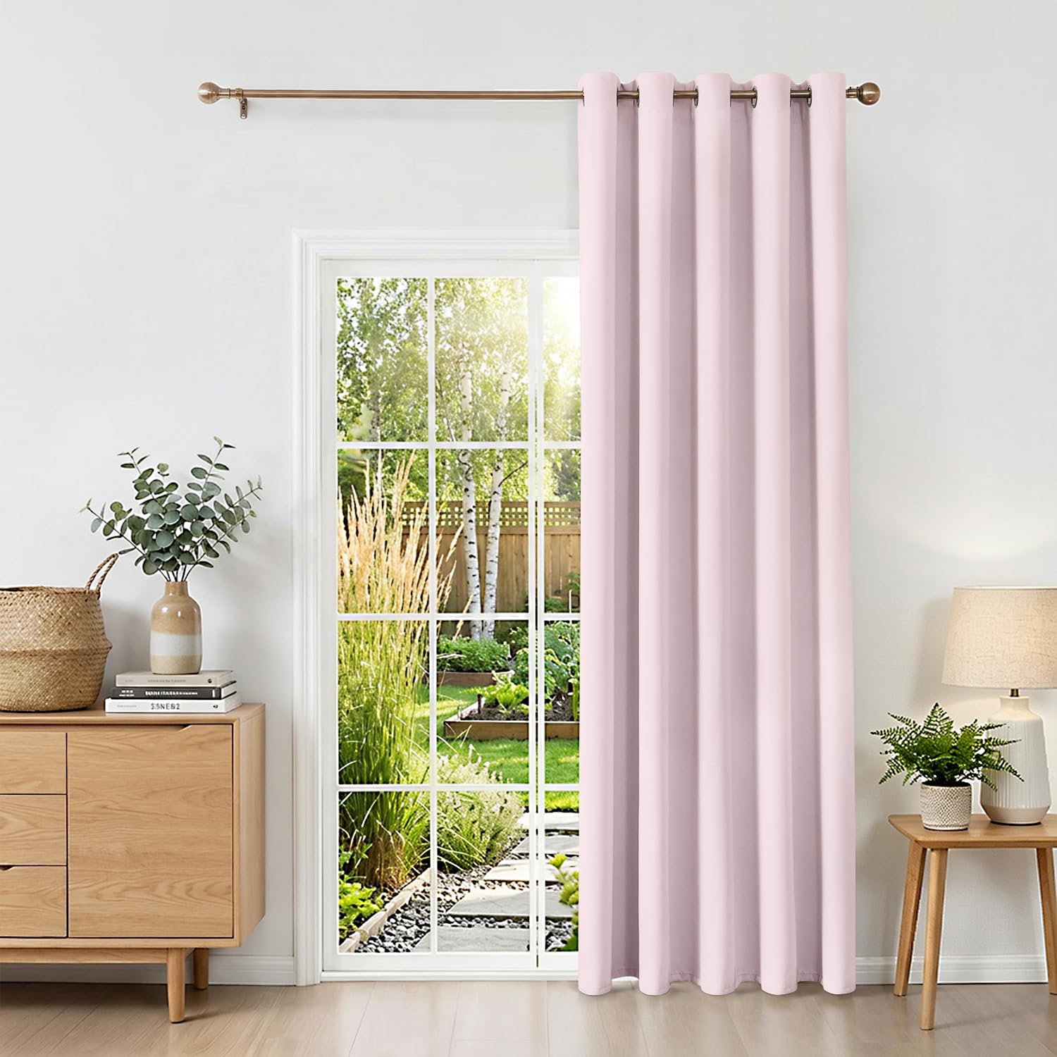 Runyéla Blackout Curtains for Bedroom Eyelet Custom Size Thermal Black Out Curtain for Living Room Kitchen, 1 Panels Light Pink