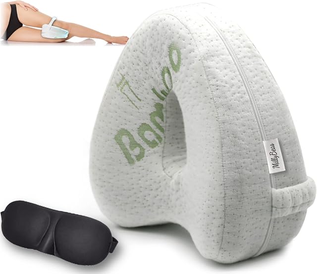 MillyBeas Leg Knee Orthopedic Pillow for sleeping on side, Bed Wedge Support Pillows for Back, Hip, Knee and Sciatica Pain Relief, Bamboo Memory Foam Support Leg Positioner Pregnancy Cushion