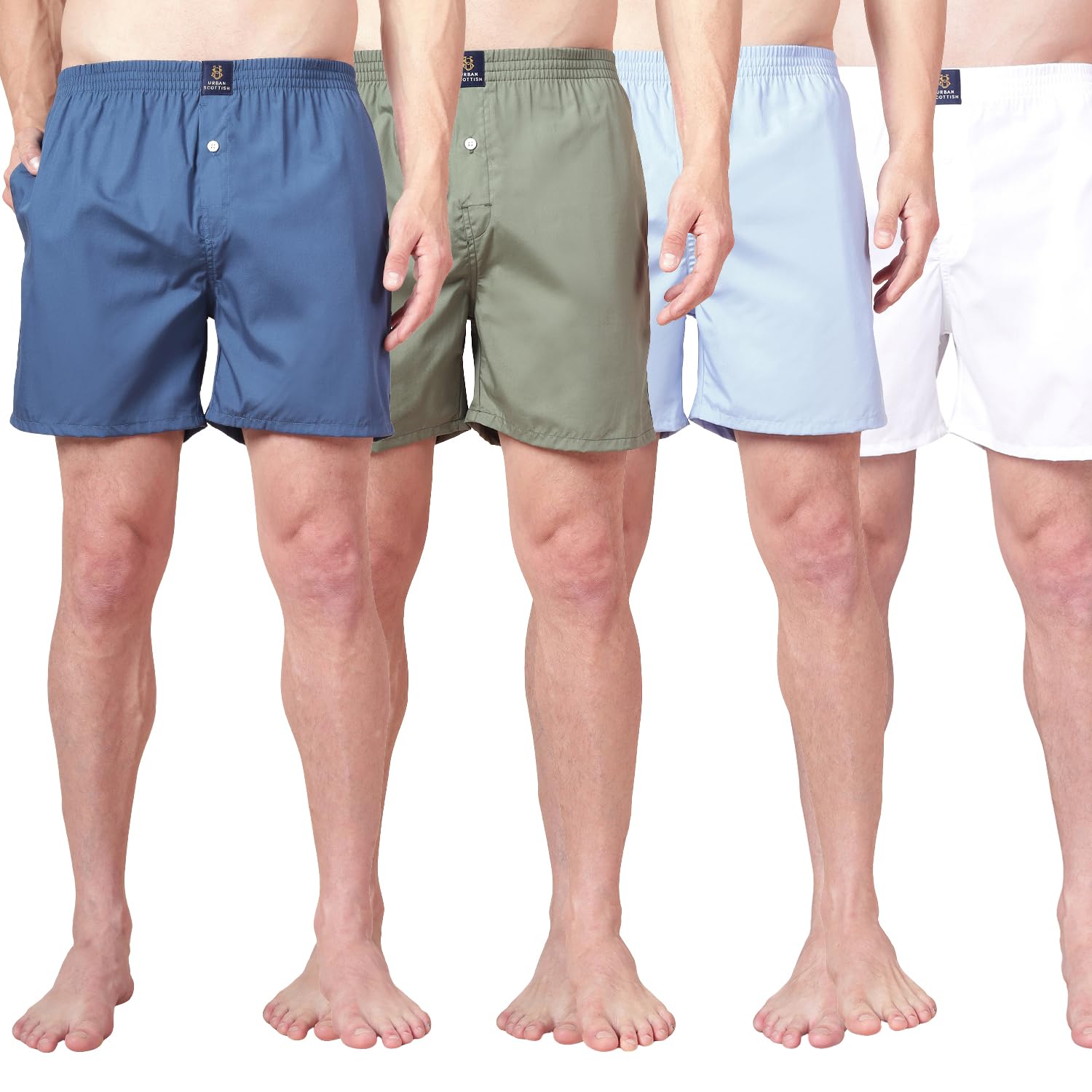 urban scottish Men’s 100% Cotton Solid Boxers Shorts with Side Pockets (Pack of 4) (USB-02-03-06-08-XL)-picture-32