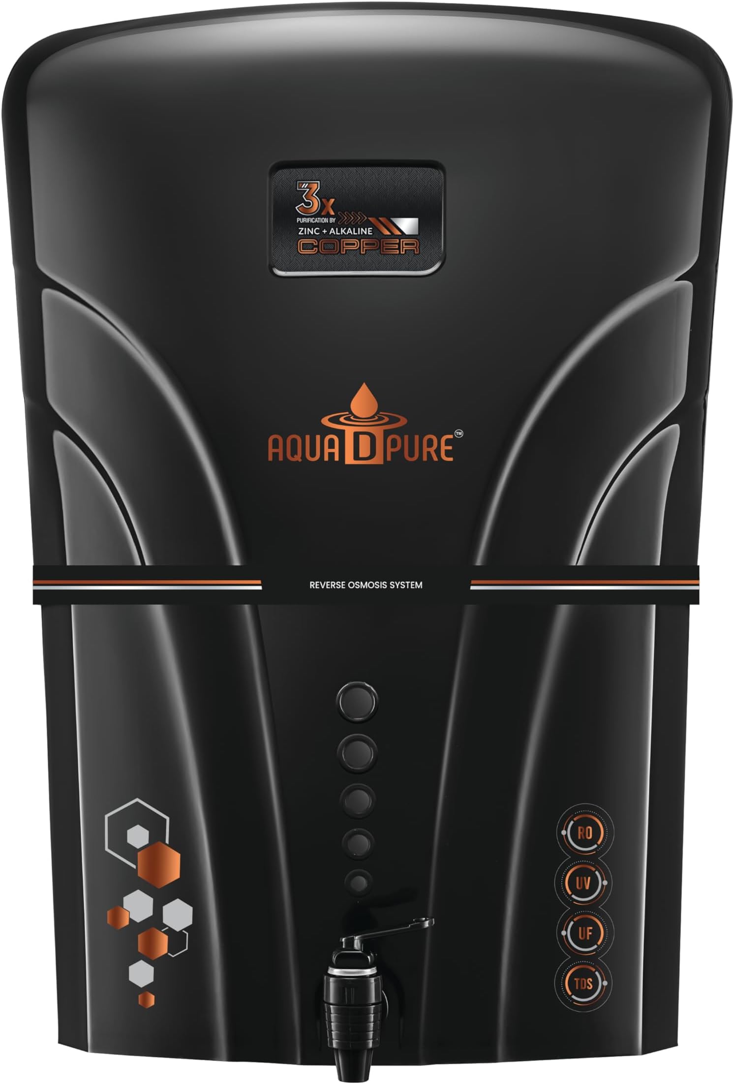 AQUA D PURE 12 litre RO Water Purifier with Bio Copper Zinc Alkaline Filter Technology with UV, UF, TDS Adjuster and Fully Automatic Function | Suitable for all type water supply