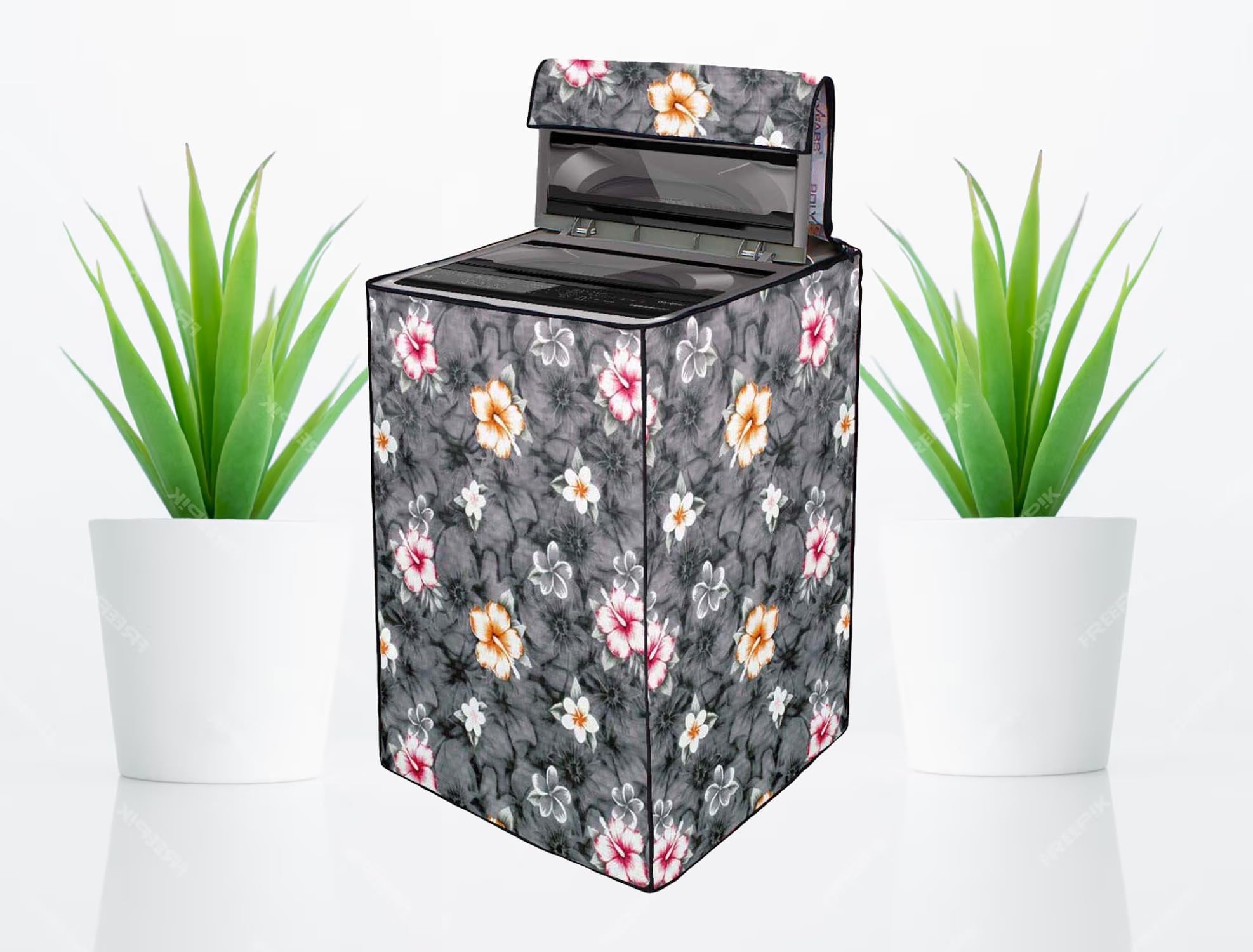 Top load Fully Automatic Washing Machine Cover 6kg to 7.5kg Waterproof & Dustproof (Grey Flower)