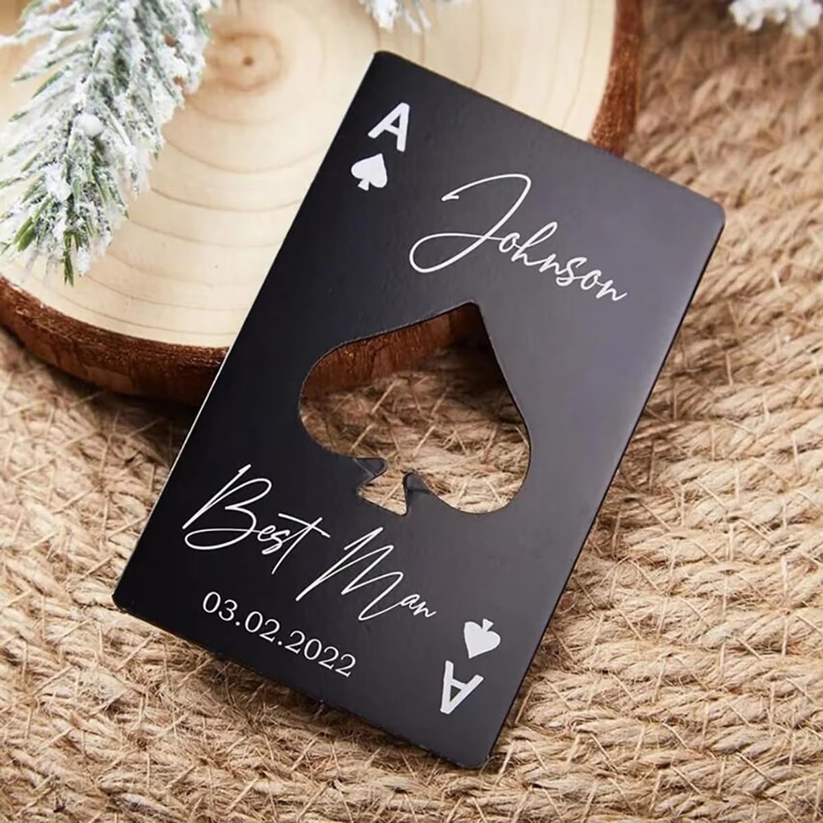 Regalos para padrinos de boda, abridor de botellas Ace of Spades, regalo de boda para padrino/padrino de boda, abrebotellas personalizado, abridor de cerveza grabado (negro, 60 unidades)